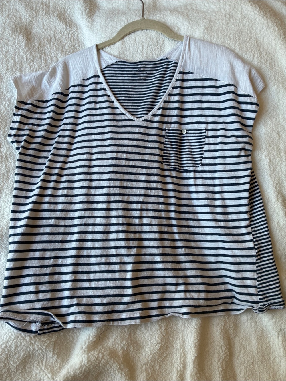 J. Jill White and Navy Striped Short Sleeve Tee 100 cotton